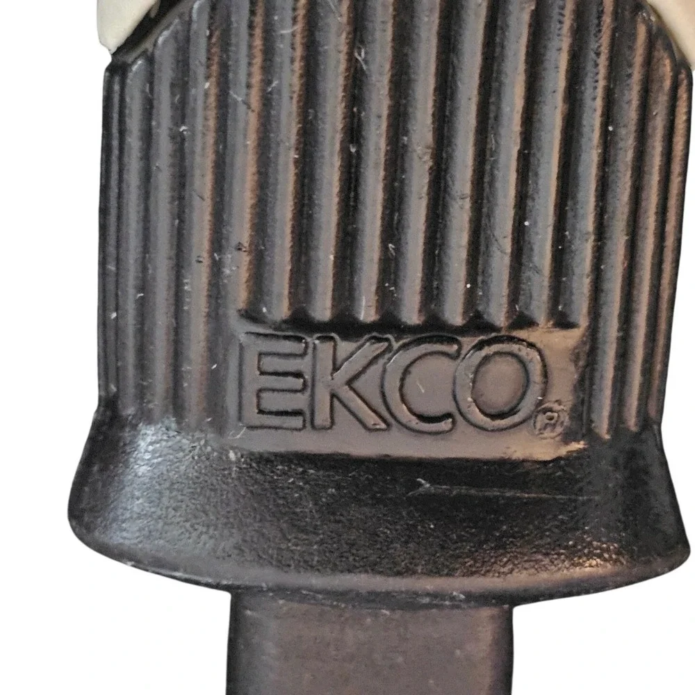 Ekco Vintage Slotted Turner Spatula Black Nylon Heat Resistant Off-White Handle